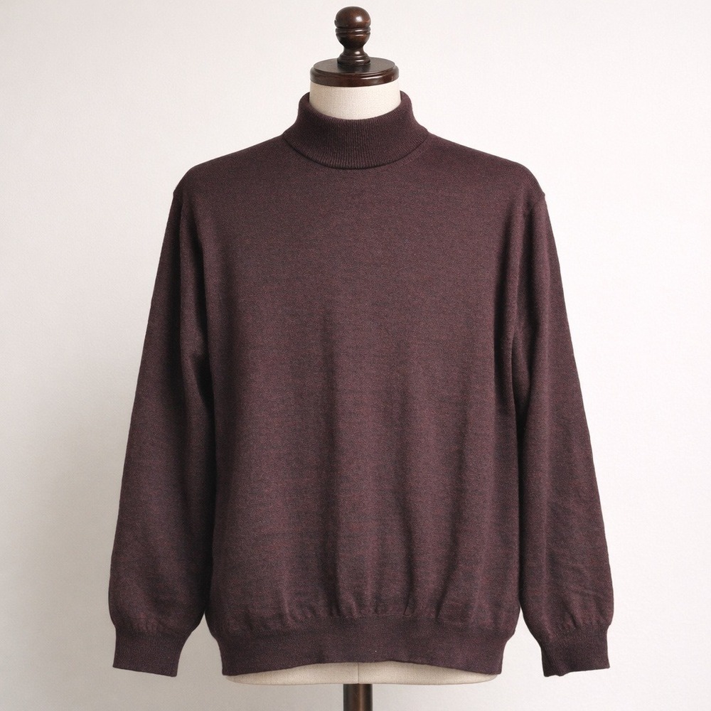 Fiesole Italy 100% Merino Wool Sweater Burgundy Men's SZ‎ Medium Luxury Stretch